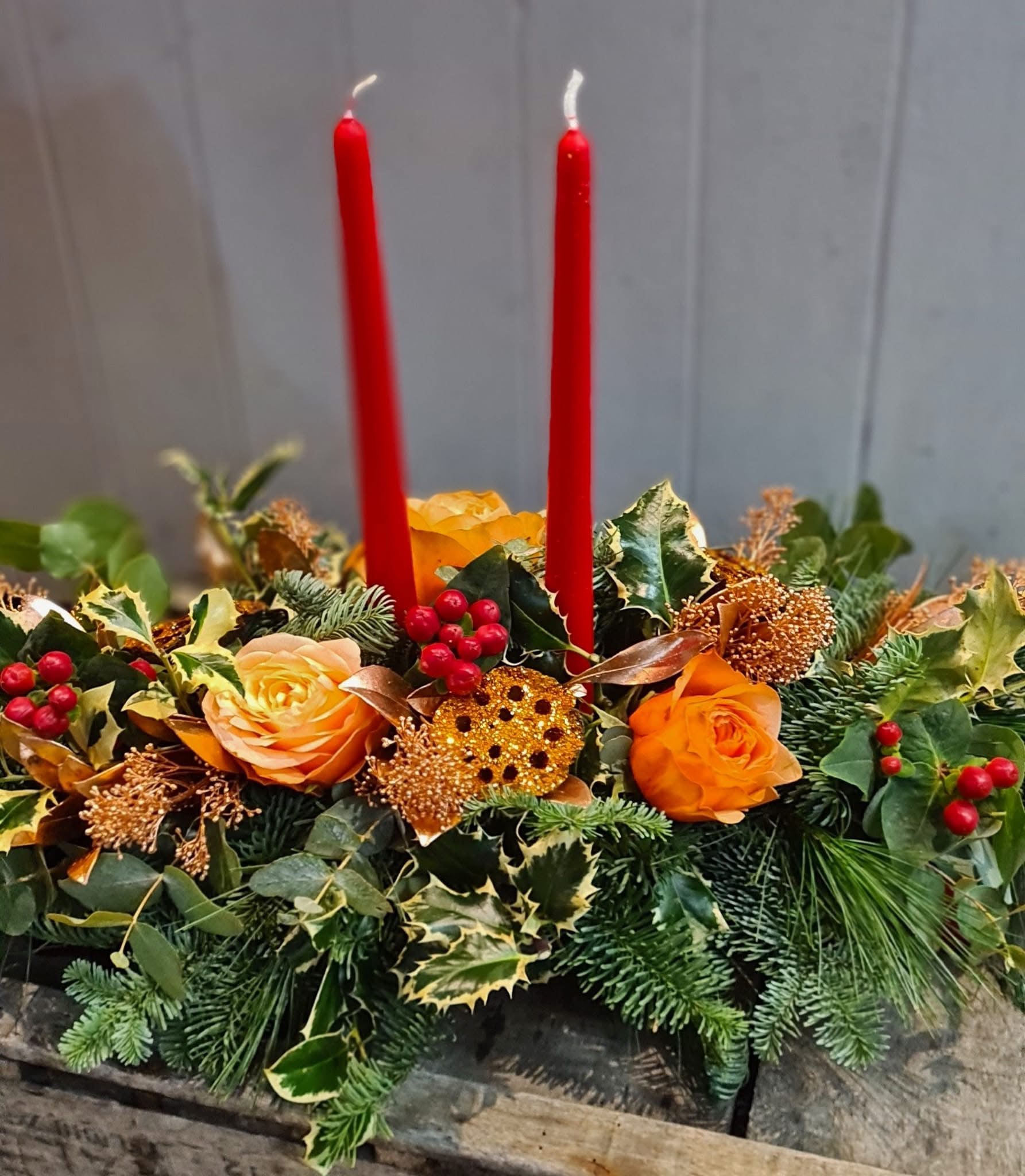Floral Christmas Centerpiece orange